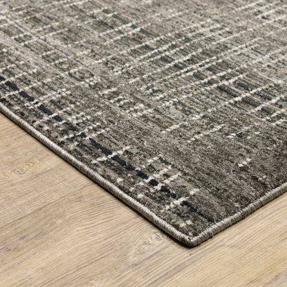 8' X 11' Charcoal And Gray Abstract Distressed Area Rug