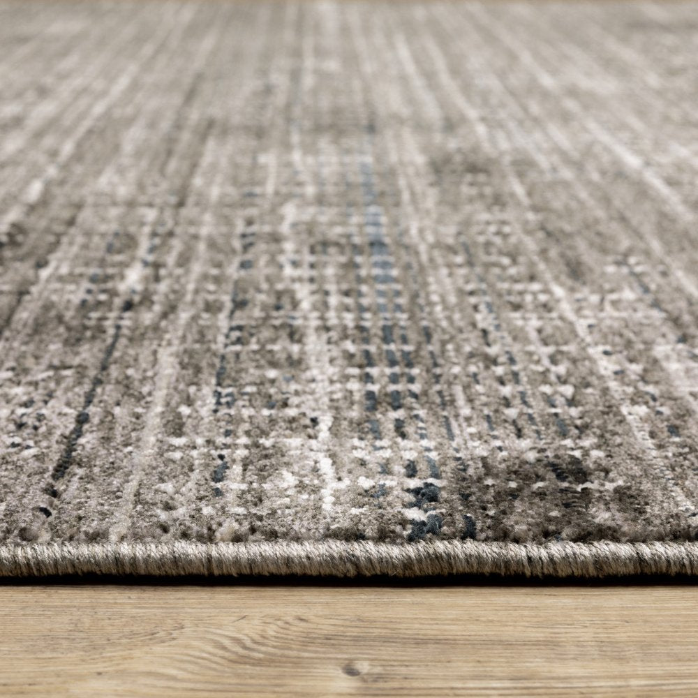 8' X 11' Charcoal And Gray Abstract Distressed Area Rug