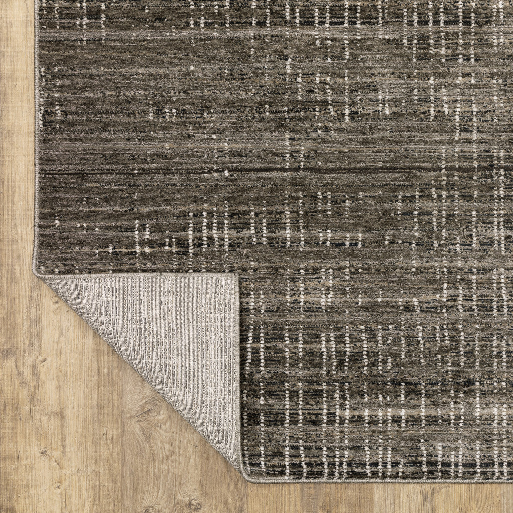 8' X 11' Charcoal Grey Grey Ivory Tan And Brown Abstract Power Loom Stain Resistant Area Rug