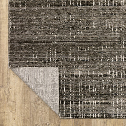 8' X 11' Charcoal And Gray Abstract Distressed Area Rug