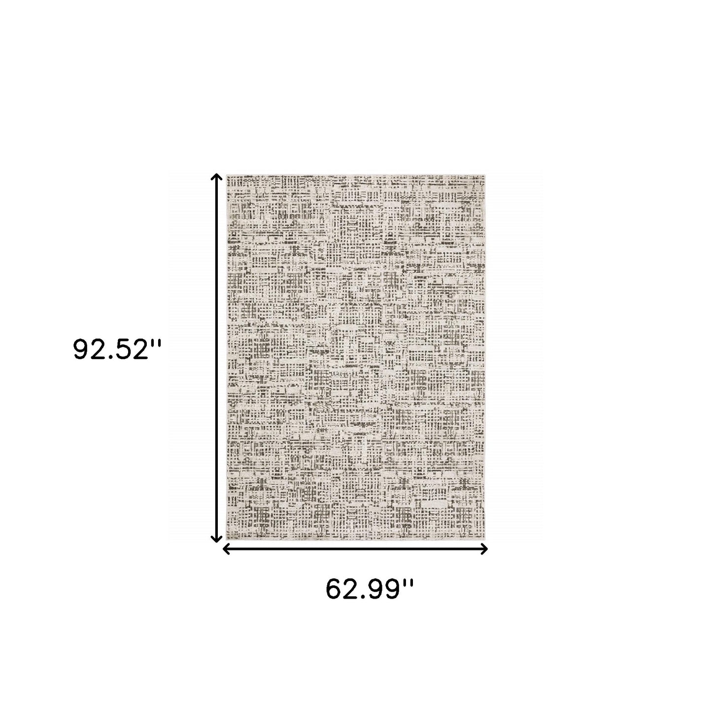 5' X 8' Ivory Grey Charcoal Brown And Beige Abstract Power Loom Stain Resistant Area Rug