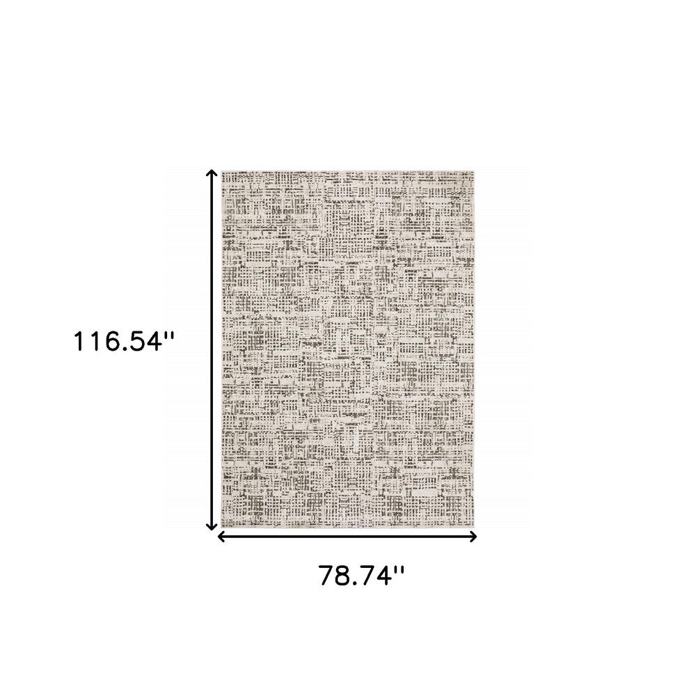 7' X 10' Ivory And Gray Abstract Area Rug