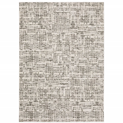 7' X 10' Ivory And Gray Abstract Area Rug