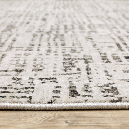 7' X 10' Ivory And Gray Abstract Area Rug