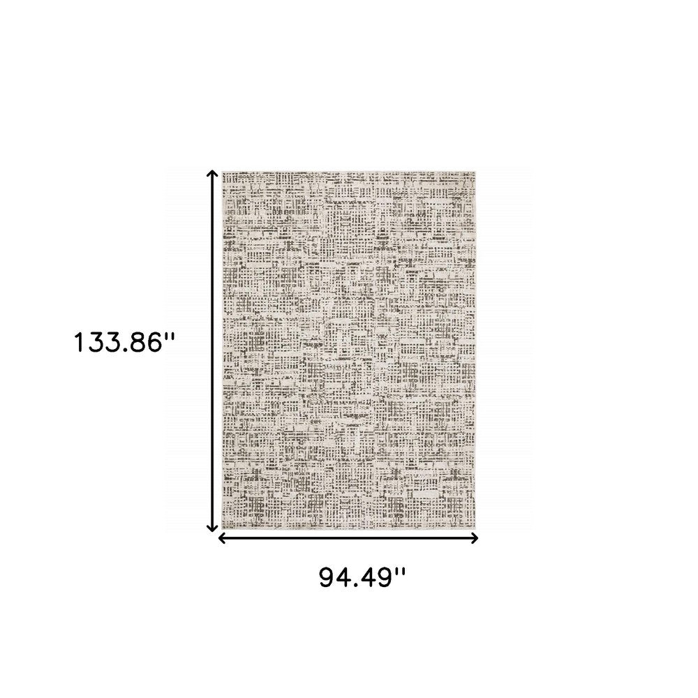 8' X 11' Ivory And Gray Abstract Area Rug