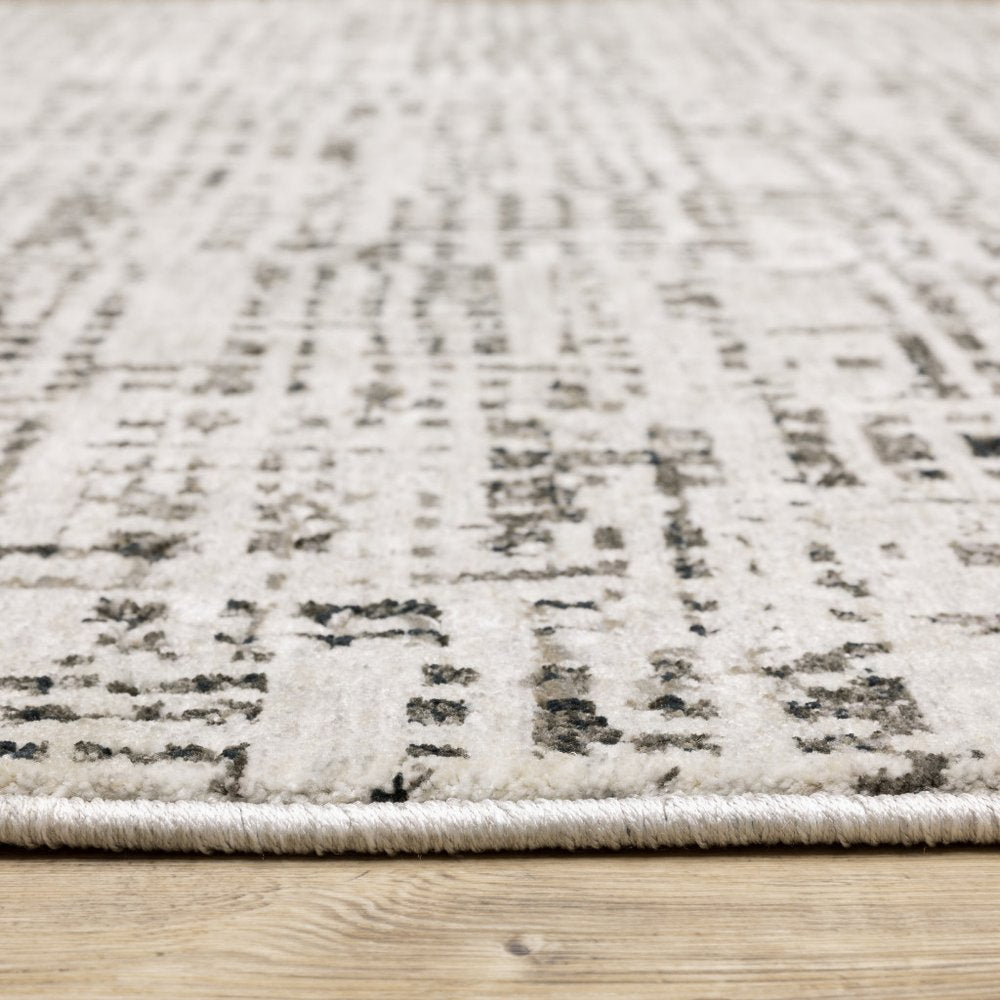 8' X 11' Ivory And Gray Abstract Area Rug