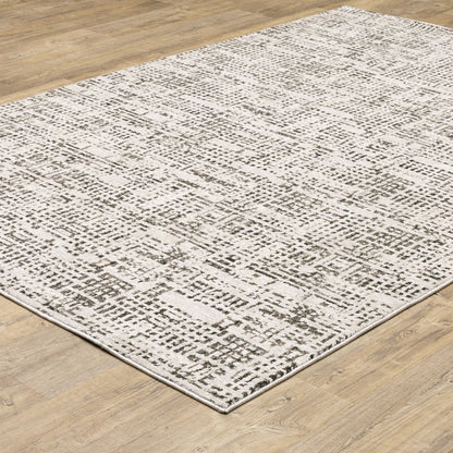 8' X 11' Ivory And Gray Abstract Area Rug