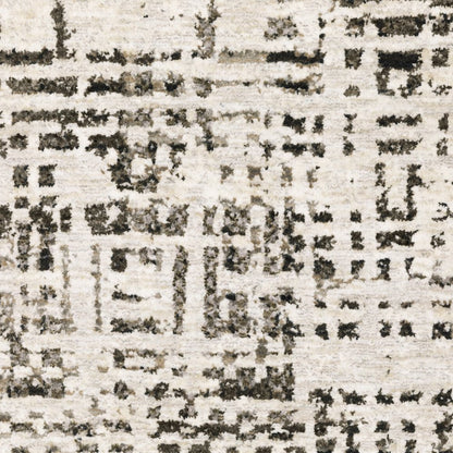 8' X 11' Ivory And Gray Abstract Area Rug