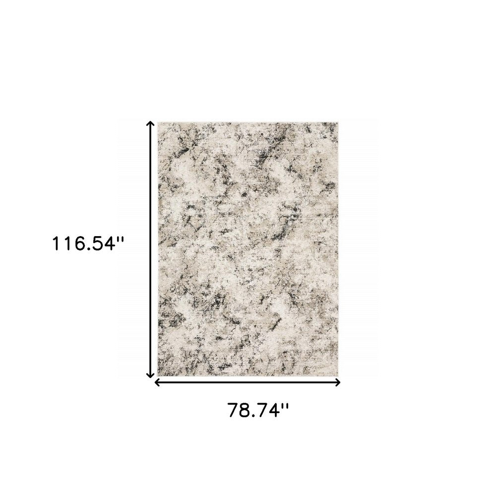 7' X 10' Ivory And Gray Abstract Area Rug