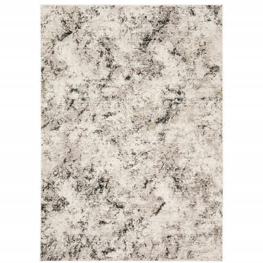 7' X 10' Ivory And Gray Abstract Area Rug