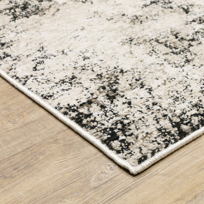 7' X 10' Ivory And Gray Abstract Area Rug