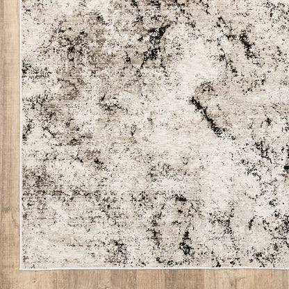 8' X 11' Ivory And Gray Abstract Area Rug