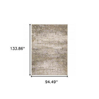 8' X 11' Beige And Gray Abstract Distressed Area Rug