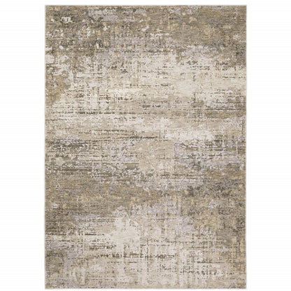 8' X 11' Beige And Gray Abstract Distressed Area Rug