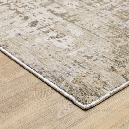 8' X 11' Beige And Gray Abstract Distressed Area Rug