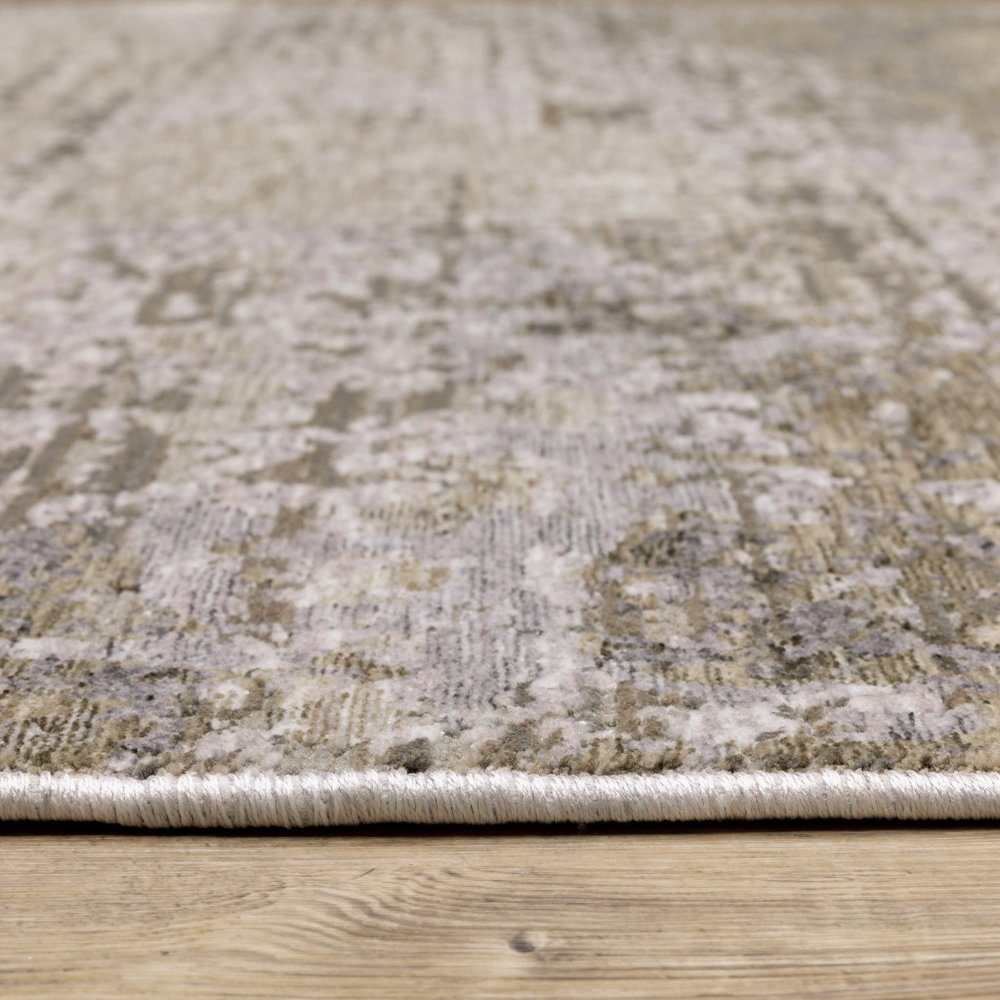 8' X 11' Beige And Gray Abstract Distressed Area Rug