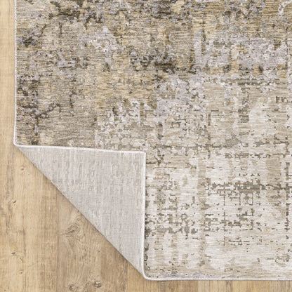 8' X 11' Beige And Gray Abstract Distressed Area Rug