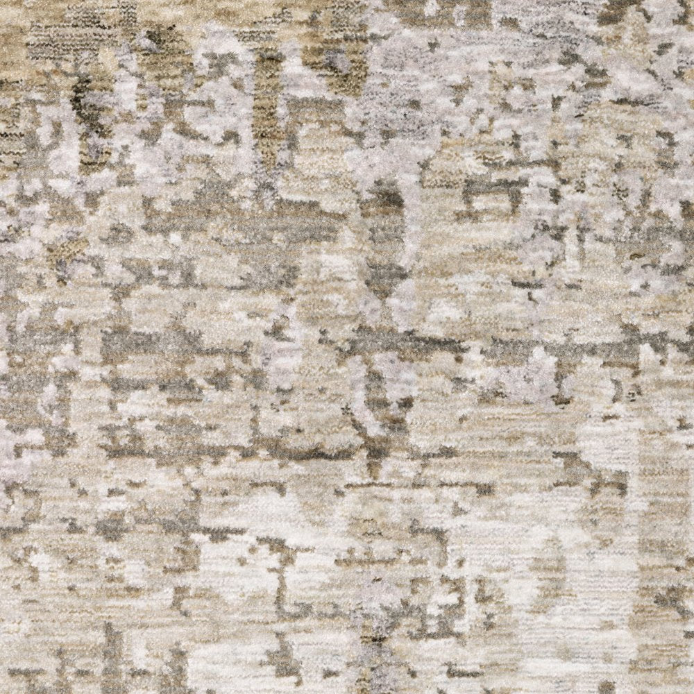 8' X 11' Beige And Gray Abstract Distressed Area Rug