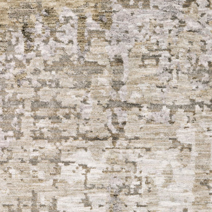 8' X 11' Beige And Gray Abstract Distressed Area Rug