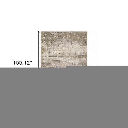 10' X 13' Beige And Gray Abstract Distressed Area Rug