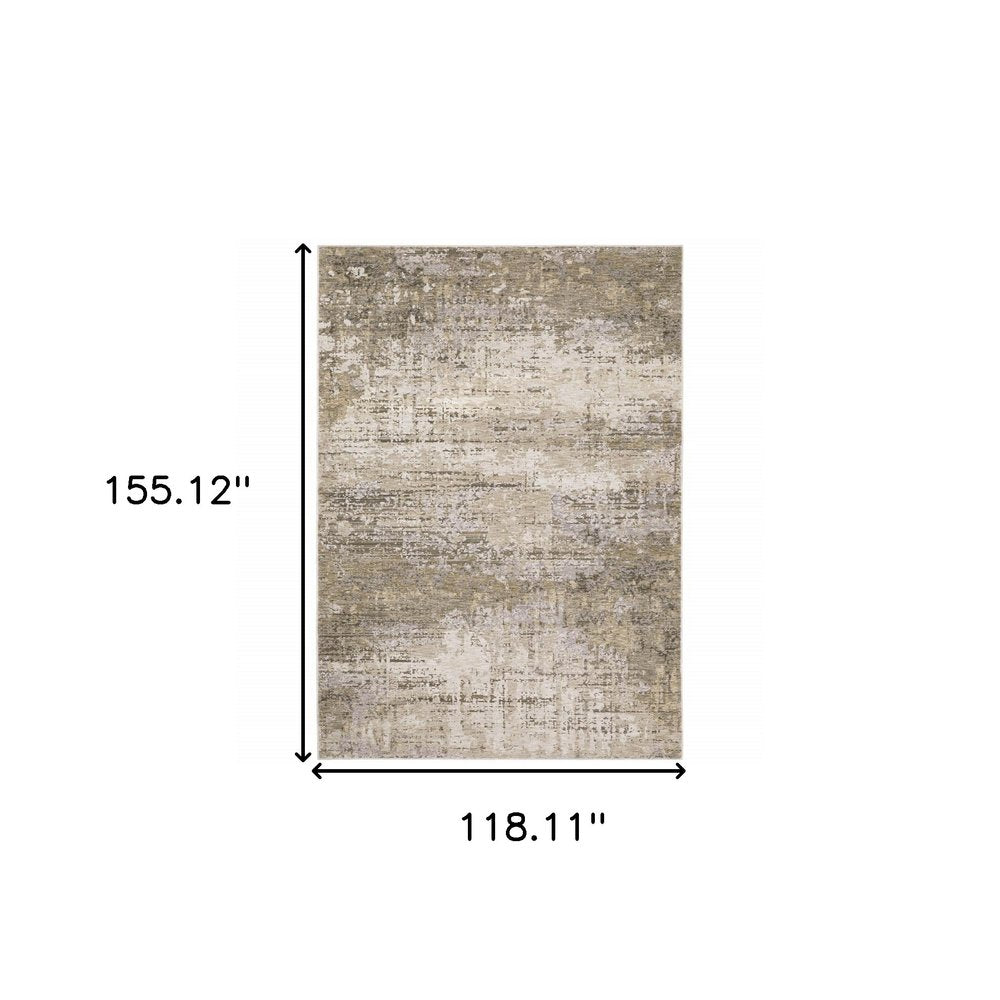 10' X 13' Beige And Gray Abstract Distressed Area Rug