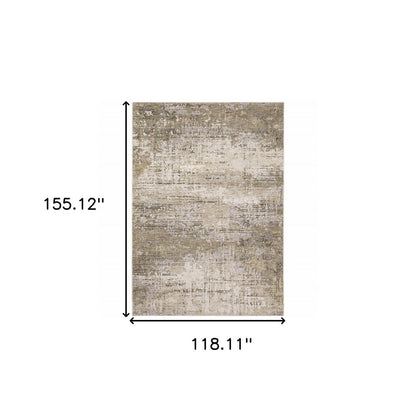10' X 13' Beige And Gray Abstract Distressed Area Rug