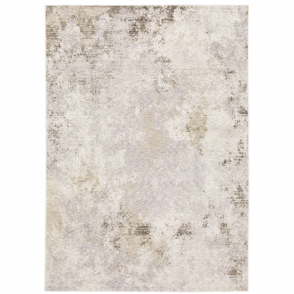 3' X 5' Beige Ivory Tan Grey And Brown Abstract Power Loom Stain Resistant Area Rug