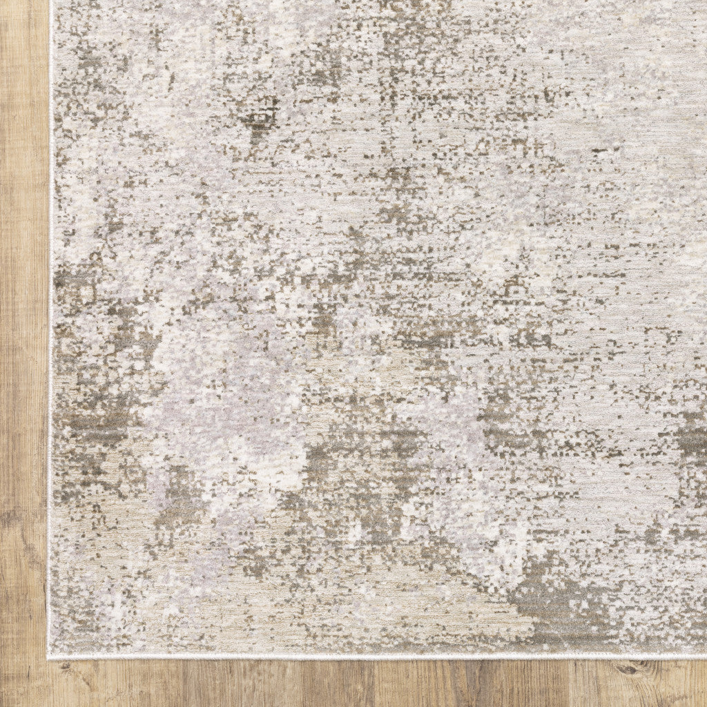 3' X 5' Beige Ivory Tan Grey And Brown Abstract Power Loom Stain Resistant Area Rug