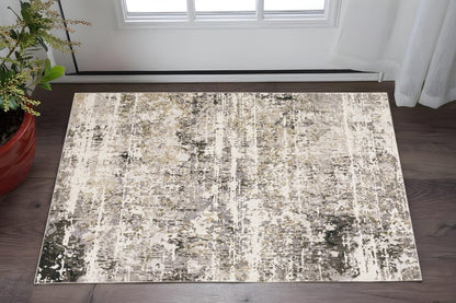3' X 5' Gray And Beige Abstract Distressed Area Rug