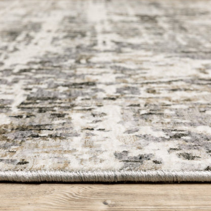 5' X 8' Grey Ivory Beige Charcoal Black Tan And Brown Abstract Power Loom Stain Resistant Area Rug
