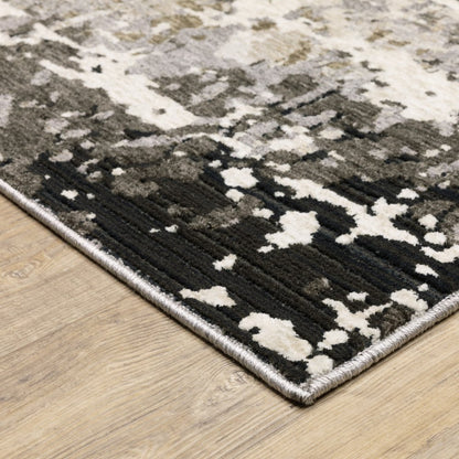 7' X 10' Gray And Beige Abstract Distressed Area Rug