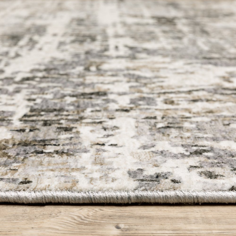 7' X 10' Gray And Beige Abstract Distressed Area Rug