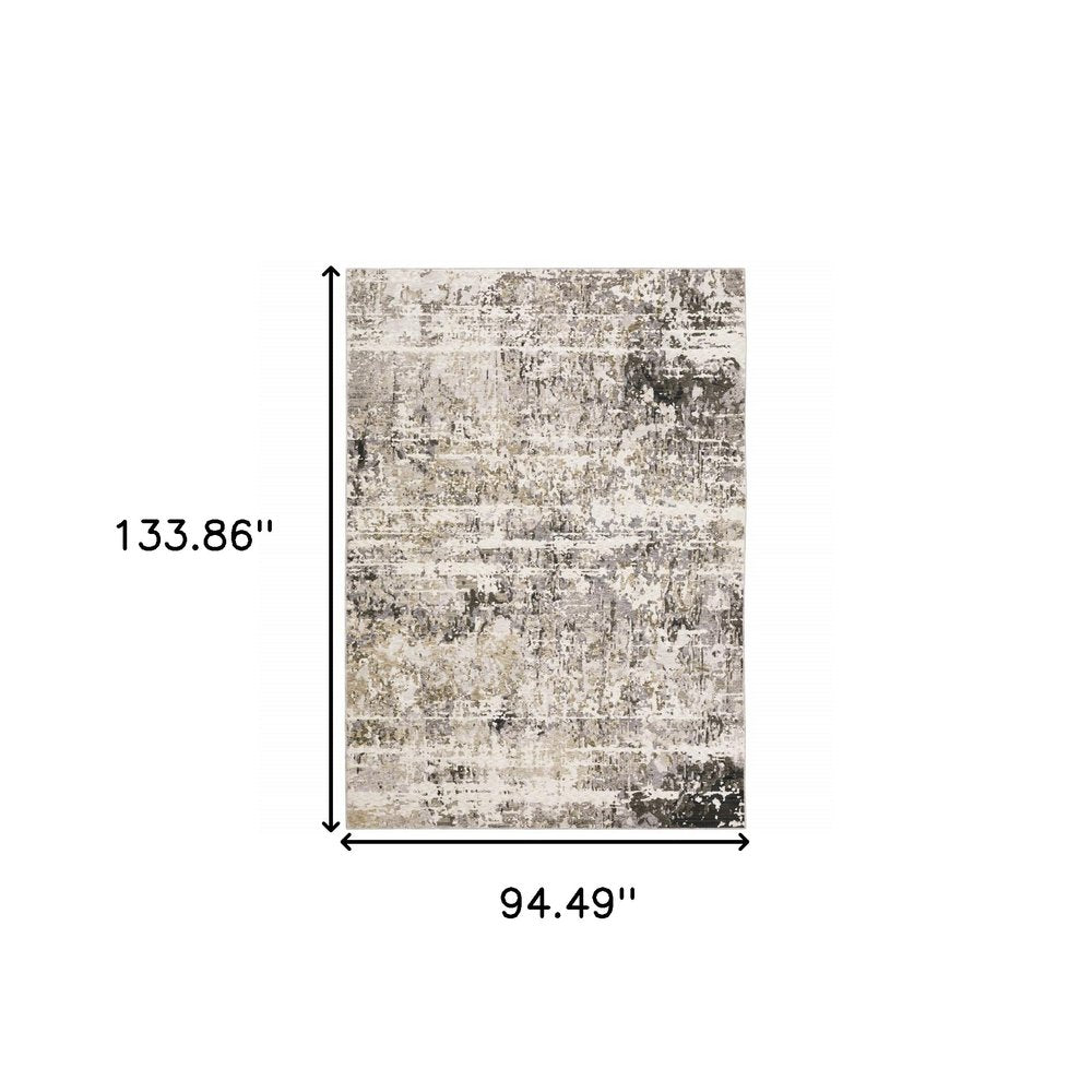 8' X 11' Gray And Beige Abstract Distressed Area Rug
