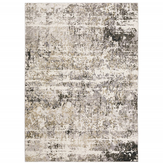 8' X 11' Gray And Beige Abstract Distressed Area Rug