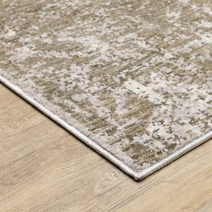 3' X 5' Ivory Grey Tan Brown And Beige Abstract Power Loom Stain Resistant Area Rug