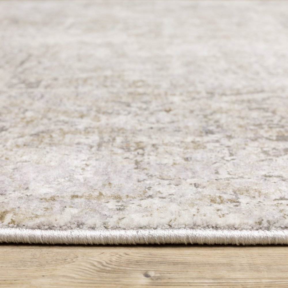 3' X 5' Ivory Grey Tan Brown And Beige Abstract Power Loom Stain Resistant Area Rug