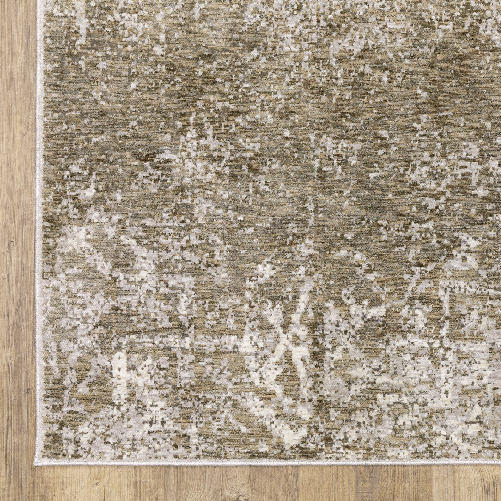 3' X 5' Ivory Grey Tan Brown And Beige Abstract Power Loom Stain Resistant Area Rug