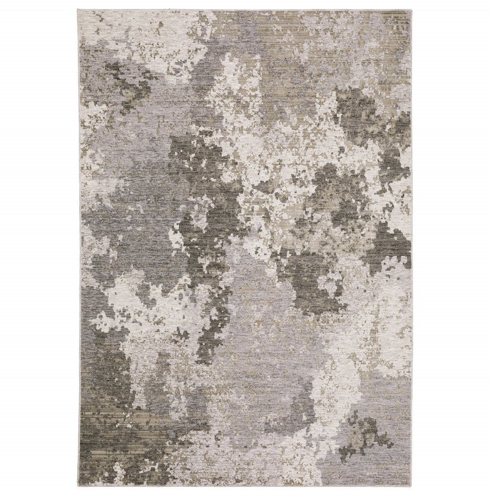 7' X 10' Gray And Ivory Abstract Distressed Area Rug