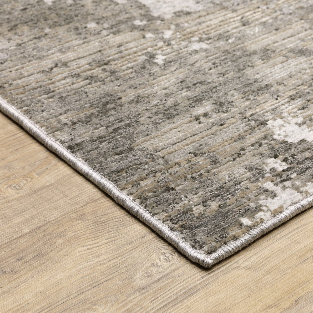 7' X 10' Gray And Ivory Abstract Distressed Area Rug