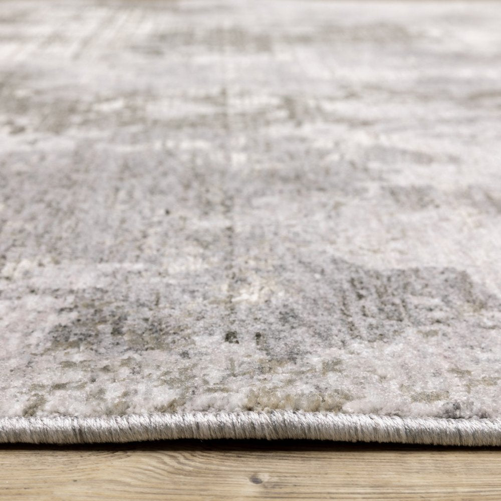 7' X 10' Gray And Ivory Abstract Distressed Area Rug