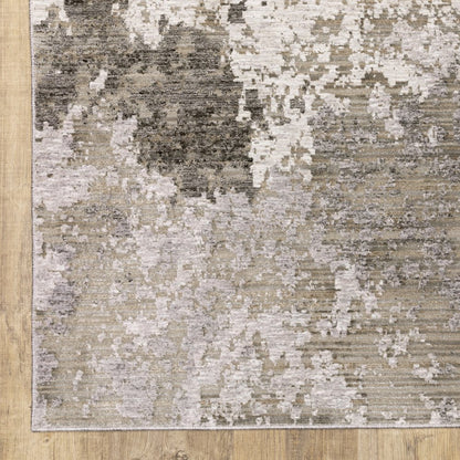 7' X 10' Gray And Ivory Abstract Distressed Area Rug