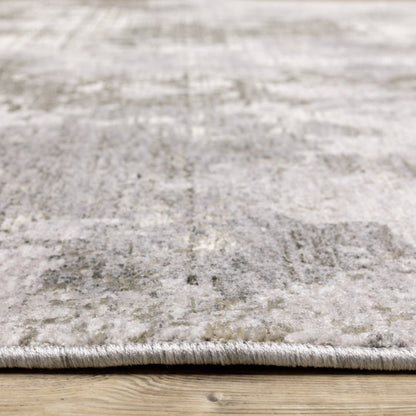 8' X 11' Gray And Ivory Abstract Distressed Area Rug