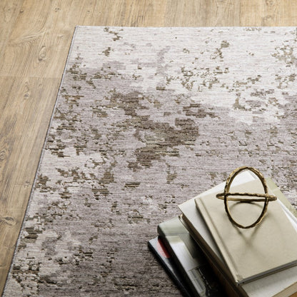 8' X 11' Gray And Ivory Abstract Distressed Area Rug