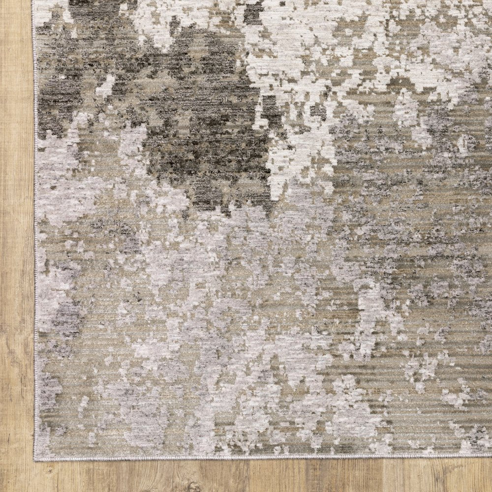 8' X 11' Gray And Ivory Abstract Distressed Area Rug