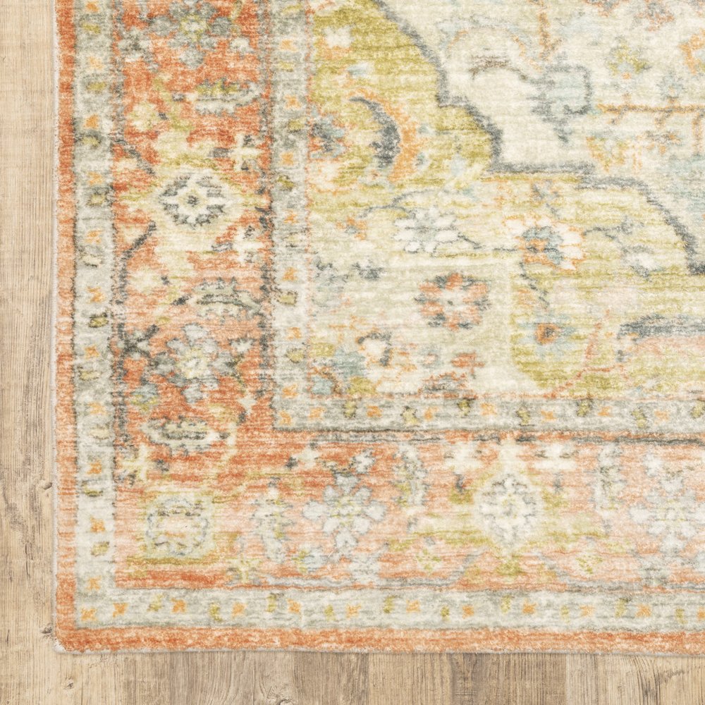8' X 10' Orange And Blue Abstract Distressed Area Rug