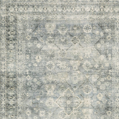 8' X 10' Blue And Ivory Oriental Distressed Area Rug