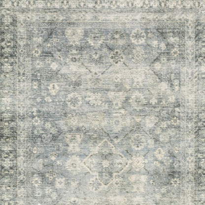 8' X 10' Blue And Ivory Oriental Distressed Area Rug