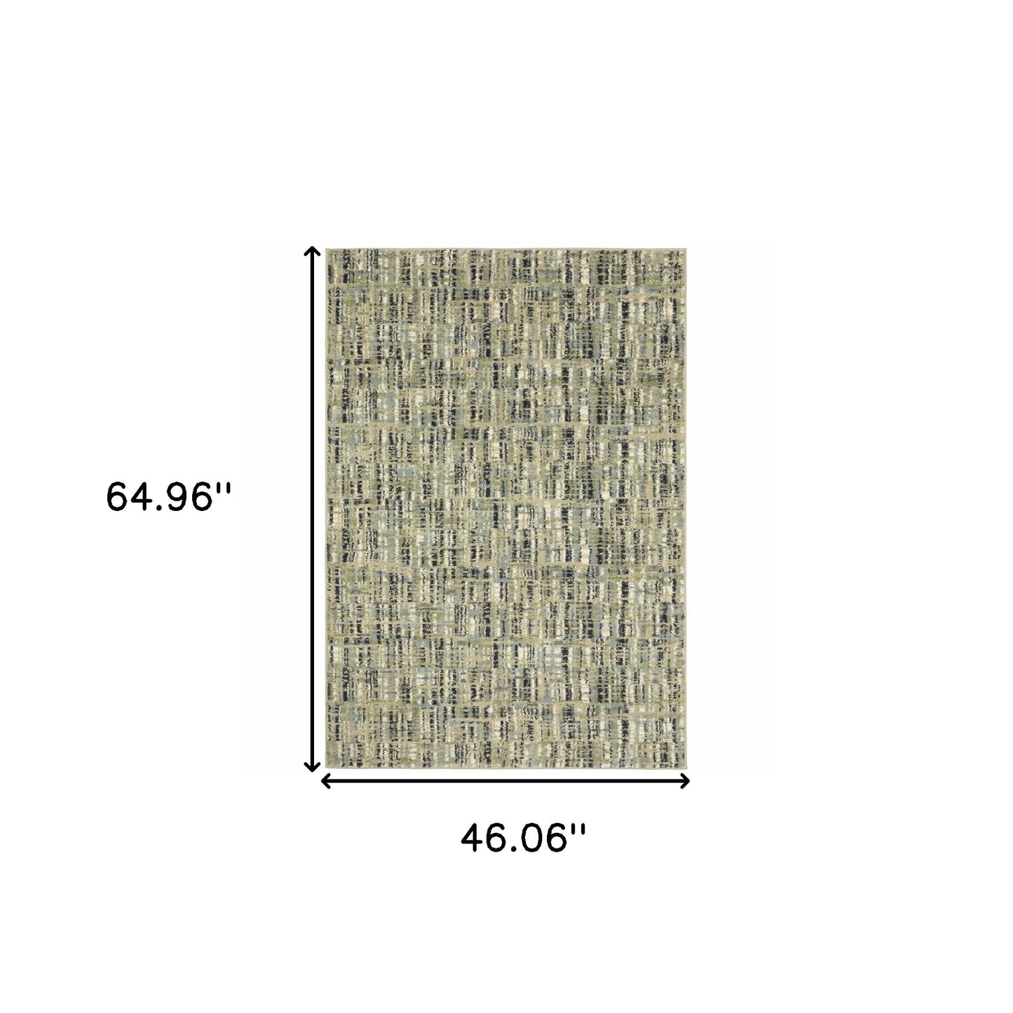 4' X 6' Green Blue Ivory Beige And Light Blue Abstract Power Loom Stain Resistant Area Rug