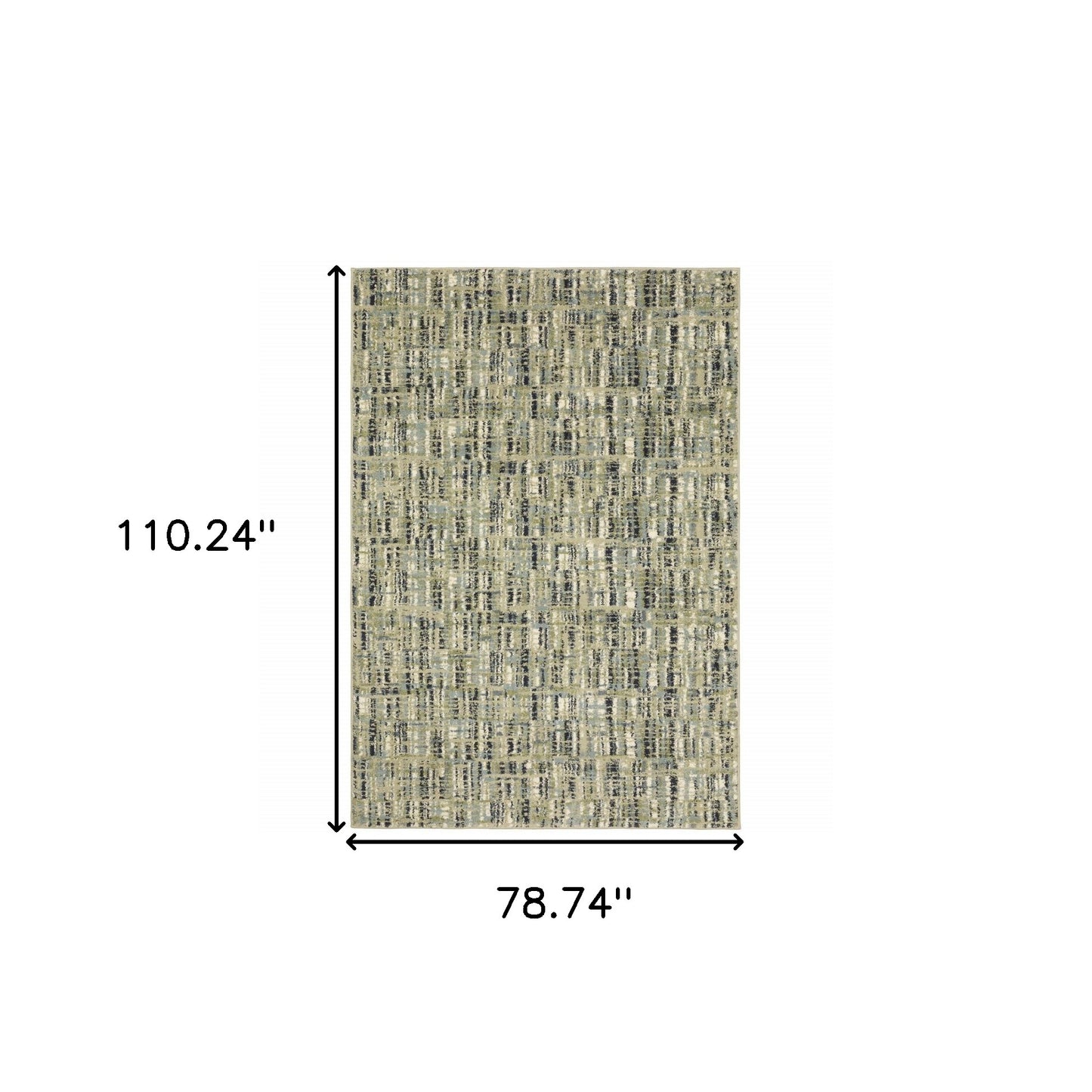 6' X 9' Green Blue Ivory Beige And Light Blue Abstract Power Loom Stain Resistant Area Rug