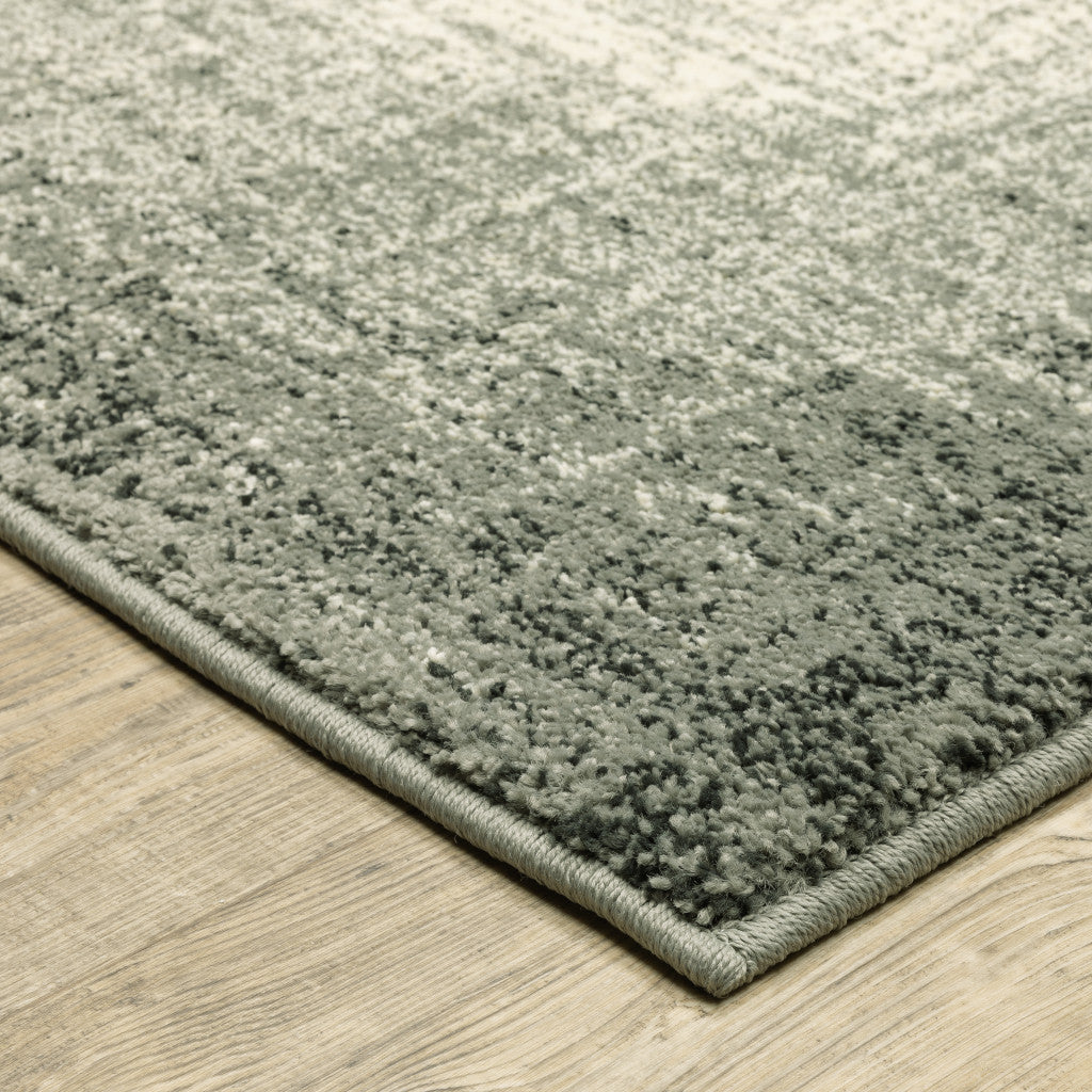 2' X 8' Grey Beige And Blue Power Loom Stain Resistant Runner Rug